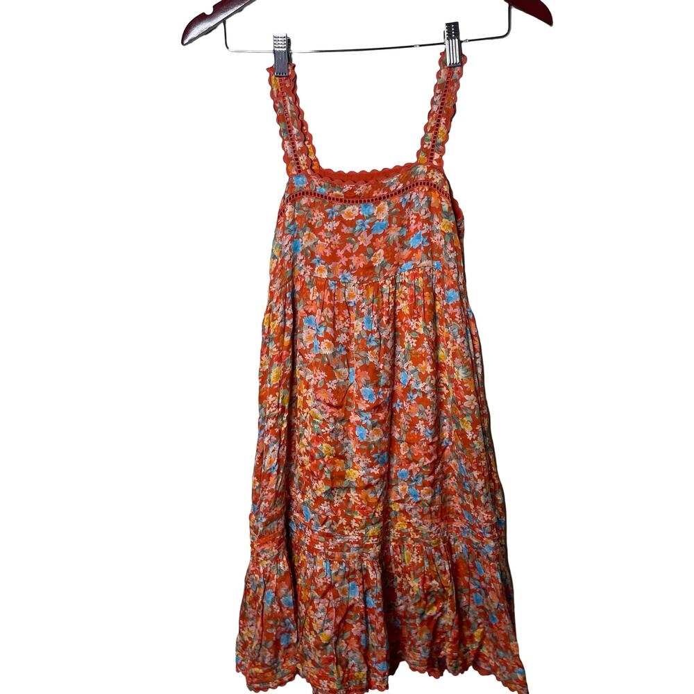 Roller Rabbit Girl Orange Floral midi dress sz 10